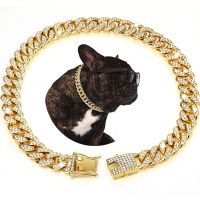 【DT】hot！ Luxury Designer Dog Collar Necklace Cuban Gold Chain for Big Dogs Jewelry Metal Material