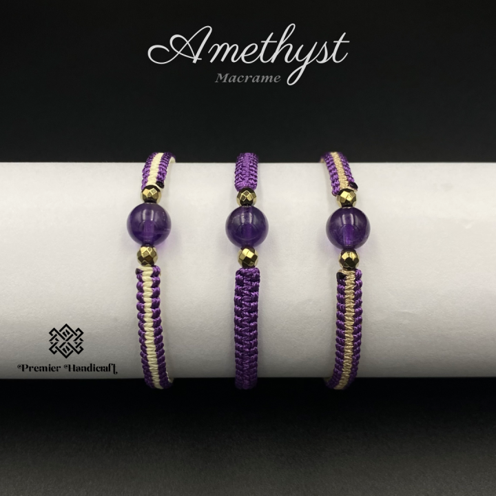 amethyst-macrame-สร้อยข้อมือหินนำโชคเชือกถัก-กำไลข้อมือหินนำโชคเชือกถัก-ชำระล้าง-ตื่นตัว-หยั่งรู้-handmade-stone-bracelet-เชือกถักข้อมือหินมงคล