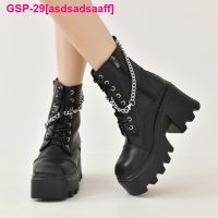 Asdsadsaaff Sapatos De Platafora Punk Com Zíper ด้านข้างพารามัลเฮอร์ Preto Pu Fivela Gótica Sapatos Creeper Botas Curtas Tas Tornozelo Mulheres