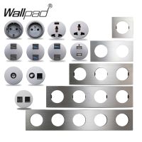 Wallpad L6 Silver Brushed Aluminum Wall Switch EU French Socket USB Charger RJ45 CAT6 HDMI Audio Modules DIY Free Combination Push Button