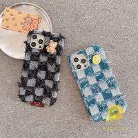 For เคสไอโฟน 14 Pro Max [Relax Jeans Denim Tassels Grids Smile] เคส Phone Case For iPhone 14 Pro Max Plus 13 12 11 X XS Max XR SE 8 7 For เคสไอโฟน11 Ins Korean Style Retro Classic Couple Shockproof Protective TPU Cover Shell