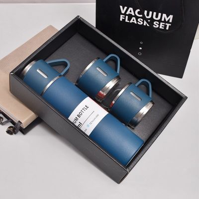 500ML Stainless Steel Vacuum Flask Gift Set Office Business Style Thermos Bottle Outdoor Hot Water Thermal Insulation Couple CupTH