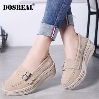 DOSREAL ผู้หญิงรองเท้ารองเท้าแพลตฟอร์มรองเท้าผ้าใบขนาดใหญ่ 35-42 SLIP บนรองเท้าหนัง Suede สุภาพสตรี Loafers สบายๆรองเท้า