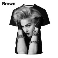 2023 Customized Fashion Summer New Star Madonna Ciccone 3D T-shirt Printed Short-sleeved  Trendy Personality All-match T-shirt Top，Contact the seller for personalized customization