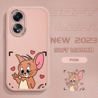 Case4you สำหรับ OPPO A58 4G A78 4G แบบบางเคสหลังหนังลายการ์ตูนเจอร์รี่เคสนิ่มปกหนัง PU