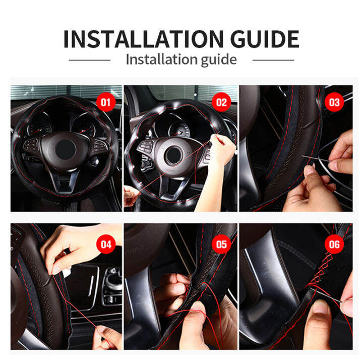 genuine-leather-steering-wheel-cover-with-needles-and-thread-diy-braid-car-steering-wheel-cover-suitable-for-diameter-37-38cm