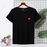 Lovers t-shirt men and women love heart Embroidery pure Cotton Short Sleeve Top Casual 2021 lovers T-shirt