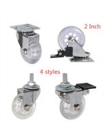 4 Pcs/Lot 2 Inch Casters Pu Transparent Crystal Wheel With Brake Furniture Universal Multi Specification Cabinet Pull