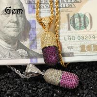 [COD] Hip-hop new pill micro-inlaid zircon capsule pendant copper inlaid necklace ancient cute trendy brand