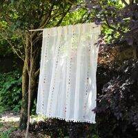 [hot]❆  Faux Sheer Curtains for Embroidered Colorful Voile Window Drapes