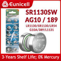 Eunicell 75MAh LR1130 AG10 189ปุ่ม Pilas แบตเตอรี่389 LR54 L1131 1.5V อัลคาไลน์เหรียญสำหรับนาฬิกานาฬิกาแบตเตอรี่