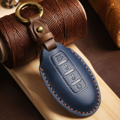 Car Key Case Cover Fob Holder Leather Pouch Keychain Accessories for Nissan Sylphy Bluebird Qashqai Tiida X Trail Bluebird Shell