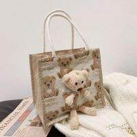 2022 Fashion Women Canvas Carton Handbag Ladies Cute Bear Tote Bags Woman Shopping Travel Bag For Women