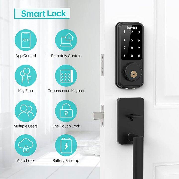 hornbill-wifi-ดิจิตอลอิเล็กทรอนิกส์ประตูล็อคอัจฉริยะ-keyless-ล็อกทางเข้า-deadbolt-กับ-g2ฮับ-gateway-ความปลอดภัยในบ้านควบคุมระยะไกล