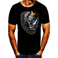 Cool Rhino with Crown and Cartridges Chain Print Tshirt T-Shirt Mens- show original title