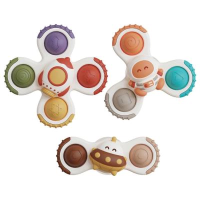 Suction Cups Spinning Top Toy For Baby Game Infant Teether Relief Stress Educational Rotating Rattle Bath Toys For Children wondeful