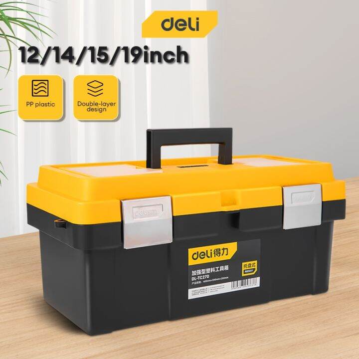 Deli 12‘’19‘’ Heavy Duty Tool Box Double Layer Plastic Tool Storage