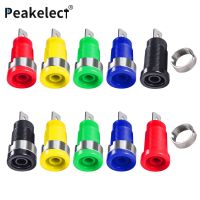 Peakelect P3007 10pcs Insulated 4mm Nickel Plated Binding Post Connector Safe 4mm Banana Female Jack Panel Mount Socket 5 Colors
