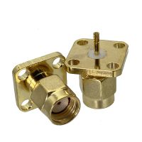 Connector RP.SMA RP SMA male jack 4-hole 12.7mm flange solder panel mount straight RF Coaxial Wire Terminals