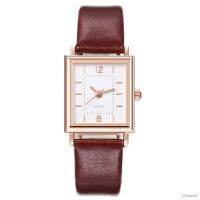 ⌚ นาฬิกา นาฬิกาข้อมือผู้หญิงแฟชั่น Rose Gold Square Case Digital Scale Belt นาฬิกาควอทซ์