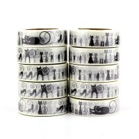 10PCSlot Decorative Halloween Washi Tapes Black Cat Japanese Paper DIY Planner ing Tape Adhesive Tapes Stickers Stationery