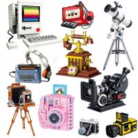 Mini Blocks Digital Retro Film Camera Vintage Bricks Model Building Kids Boys Ideas Moc Set Photo Typewriter CellPhone Creative