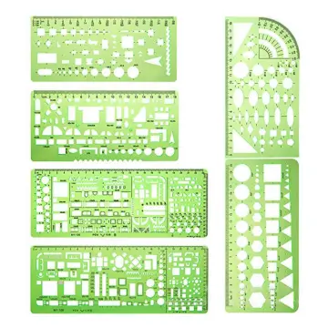 6 Pieces Geometric Drafting Templates Green Geometric Templates Ruler  Geometric Shape Plastic Templates With Circles Circle And Oval Template For  Offi