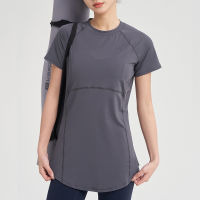 Lulu new long sports top women cover buttocks and look thin breathable yoga short-sleeved T-shirt WP02