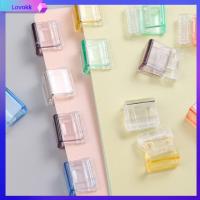 LOVOKK 20PCS พลาสติกทำจากพลาสติก สำหรับนักเรียน ที่หนีบยึดแฟ้ม โปร่งใสโปร่งใส สีลูกอมสี สร้างสรรค์และสร้างสรรค์ แฟ้มกระดาษสำหรับทดสอบ คลิปแบบกด คลิปมุมมุม คลิปกระดาษจดหมาย