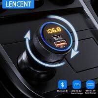 LENCENT FM Transmitter Modulator Car Bluetooth 5.1 withType C PD 20W and QC3.0 18W Car Fast Charger MP3 Player Radio Transmitter