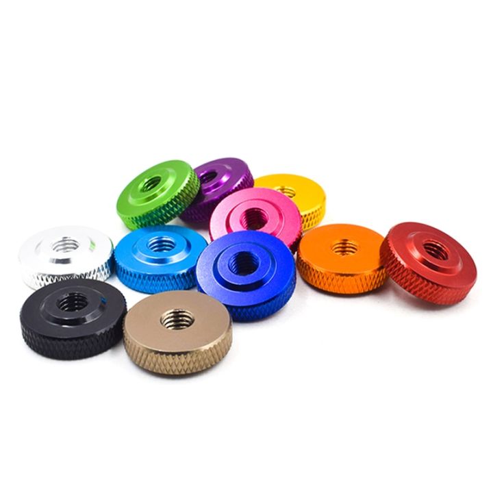 2-5-10pcs-m3-m4-m5-m6-m8-knurled-aluminum-thin-thumb-nut-colourful-anodized-aluminum-tighten-hand-nut-step-nuts-for-adjust-rc