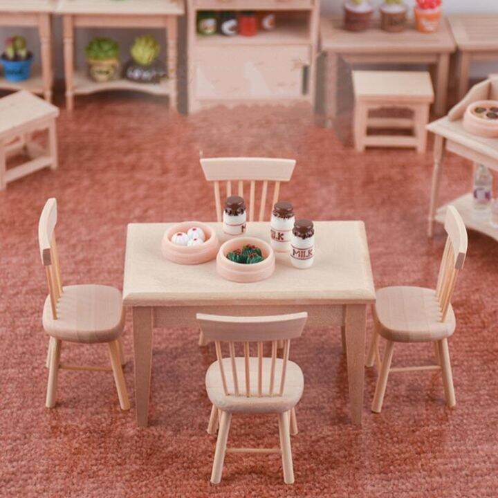 1-12-miniature-dollhouse-furniture-wooden-dining-table-chair-simulation-toy