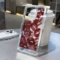 Soft Clear Phone Case For Samsung S23 Ultra Case Galaxy S22 Plus S21 S20 FE A14 A34 A54 A33 A53 A32 A52 Sexy Girl Red Lips Cover