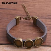 ▦ 1pcs PU Bracelets Bangles Base Setting Cuff Blank Trays Brazel Fit 12mmx3 Glass Cameo Dome Cabochon DIY Jewelry Findings P6731