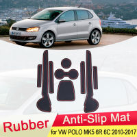 for VW Volkswagen POLO 6R 6C 2010~2017 MK5 Rubber Anti-slip Mat Door Groove Cup pad Coaster Car Accessories 2011 2012 2013 2014