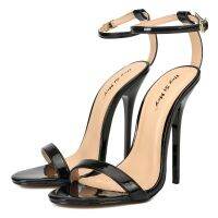 2023 Summer Women Pumps Sexy 13cm Super Thin Heels Round Toe Patent Leather Narrow Band Concise Party Prom High Heeled Sandals Belts