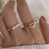 [COD] version of niche design light luxury pearl chain winding ring ins style index finger good match