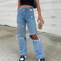 Wage Jeans High Waist Pocket Hole Trouser Loose Denim Pants Large Size Women Streetwear Jean Femme. Grande Taille Button