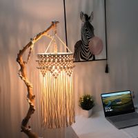 Hand Knitting Lamp Shade Ceiling Light Shade Fitting, Boho Hanging Pendant Light for Living Room Bedroom Decoration