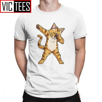 Men Dabbing Cat Funny Meme Kitty Kitten Dab Lover T Shirt Gifts Pure Cotton Sweatshirt Vintage Short Sleeve Tee T-Shirts