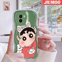 เคส JIUMOO สำหรับ VIVO Y15s Y15a Y01เคส Y02s ลายการ์ตูนสีเทียนหน้าแข้งเป็นคลื่นเนื้อครีมเคสมือถือกันกระแทกแบบใสนิ่มโปร่งใสลายกล้องถ่ายรูปสร้างสรรค์ฝาครอบป้องกันเรียบง่าย