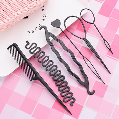 Newstyle 6pcsset Hairstyle Braiding Tools Pull-through Hair Needle Hair Dispenser Disk Hair Comb Hair accessories