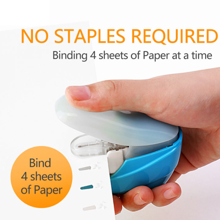 ราคาถูกขายดี-ตัวเย็บกระดาษหนังสือแบบพกพาขนาดเล็กเครื่องเย็บกระดาษไร้ที่เย็บกระดาษอุปกรณ์สำนักงานโรงเรียน