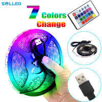 SOLLED 7-สีแถบไฟ LED ไฟ50-500ซม.SMD5050 USB 5V Strip ไฟพร้อมรีโมทสำหรับทีวีพื้นหลังตกแต่งบ้านตกแต่งงานเลี้ยงวันเกิด