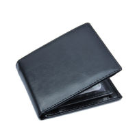 Mens RFID Blocking Soft Leather Wallet Card Holder With ID Window Multi-slots Bank Business Card Case Cover Black Purse Wallet