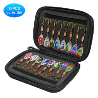 16pcs Fishing Spoons Lures Metal Baits Set For Trout Bass Casting Spinner Fishing Bait With Storage Case Carp Fishing Tackle Box