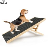 Studyset IN stock Pet Wooden Ramp 4 Adjustable Height Portable Folding Climbing Ladder Pet Stairs For Couch Sofa Beds