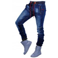 【CW】Spring Autumn Men Jeans Solid Drawstring Denim Pants Elastic Belt Fashion Casual Classic Harem Trousers Jogger Pencil Pants 2021