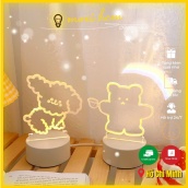 CUTE HOT Đèn ngủ LED hình gấu 3D để bàn trang trí phòng quà tặng sinh nhật