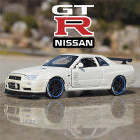 A124นิสสัน GTR R34รถของเล่นรุ่นล้อแม็ก D Iecast กับยางยางประตูเปิดแบบคงที่รถรุ่นของเล่นสำหรับเด็กวันเกิด Collectiom